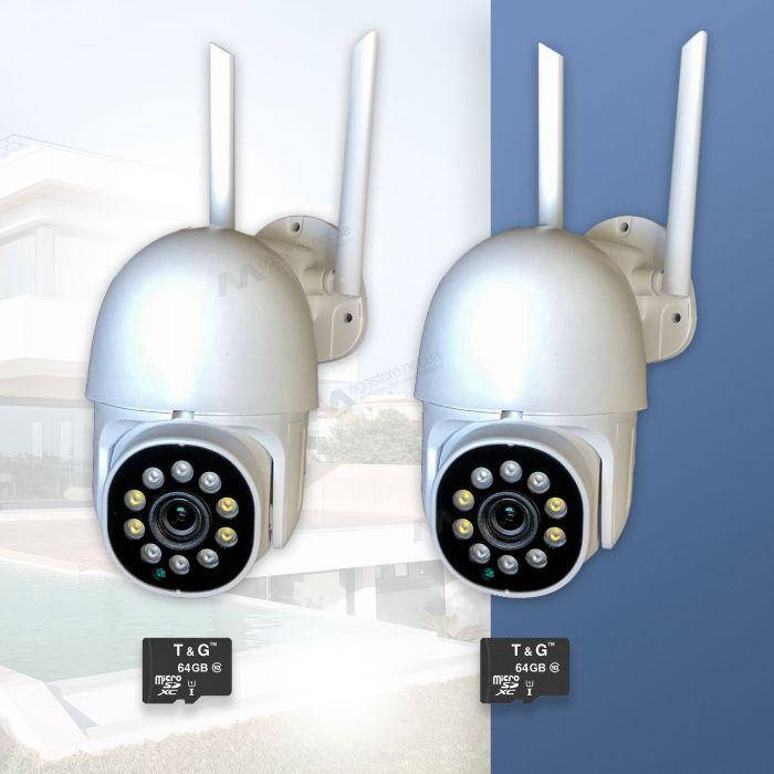 

Набор уличного видеонаблюдения 2 в 1 уличная поворотная IP камера V380 Pro Wifi PT 2Мп с картой памяти