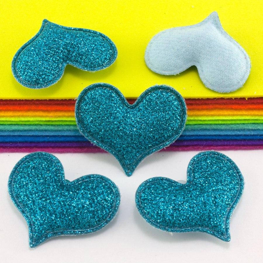

Патч с мягким наполнителем 4,5х4,7см "Сердце в блёстках" Цвет - Бирюза
