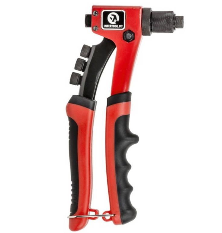 

Заклепочник ручной 215 мм INTERTOOL заклепки 2,4-3,2-4,0-4,8 мм. RT-0014