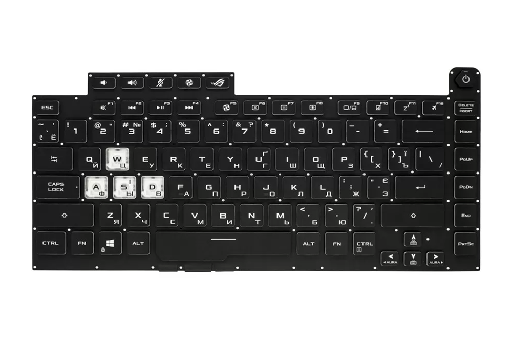 

Клавиатура Asus для ноутбука ROG Strix SCAR III G512, G531 ENG с RGB подсветкой, Черный