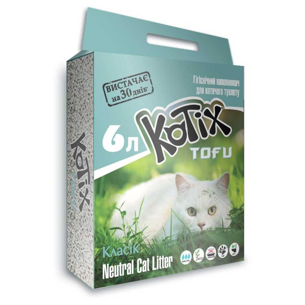 

Kotix Tofu Classic соевый наполнитель для кошачьего туалета, без аромата - 6 литров