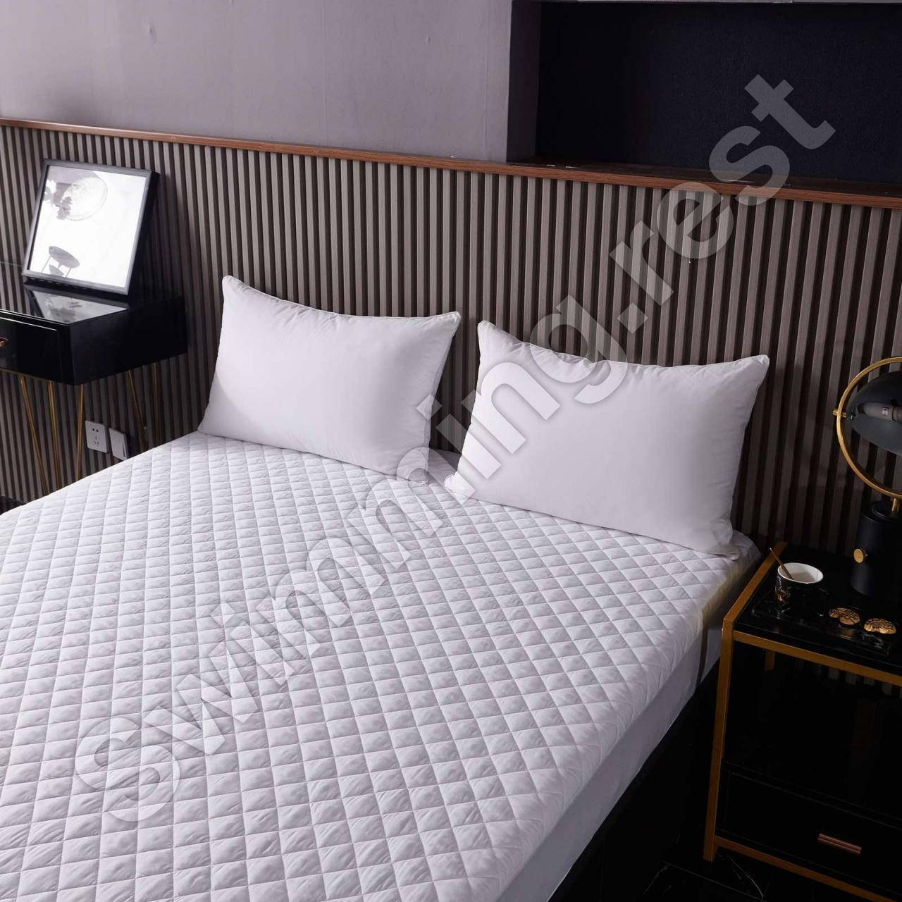 

Водонепроницаемый наматрасник хлопковый стёганный с бортами резинке двуспальный-евро  Чехол на матрас