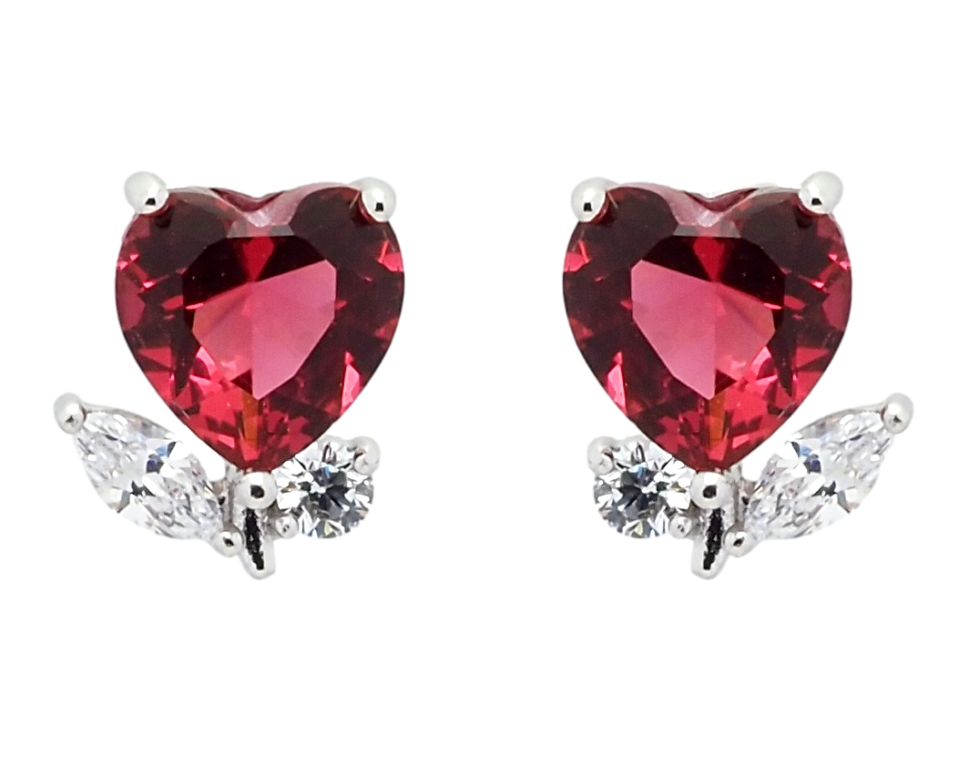 

Серьги Xuping Родий гвоздики (пусеты) "Сердечки с розовыми кристаллами"