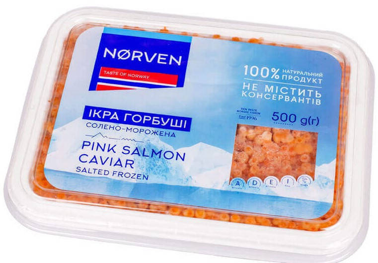 

Икра красная горбуши мороженая ТМ Norven 500г (без консервантов)