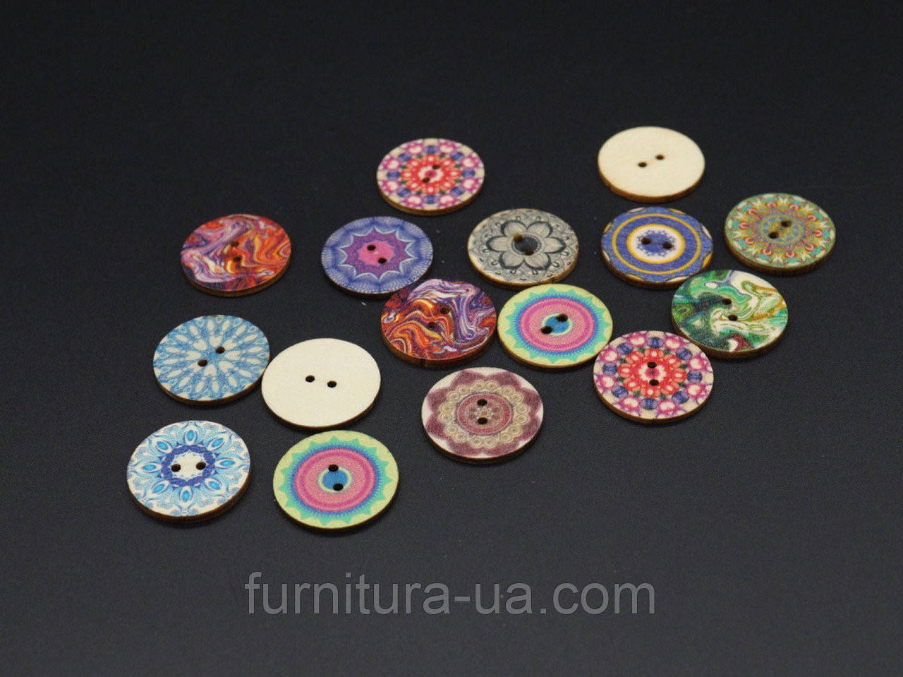

Пуговицы цветные с рисунком. Цвет микс. 25мм