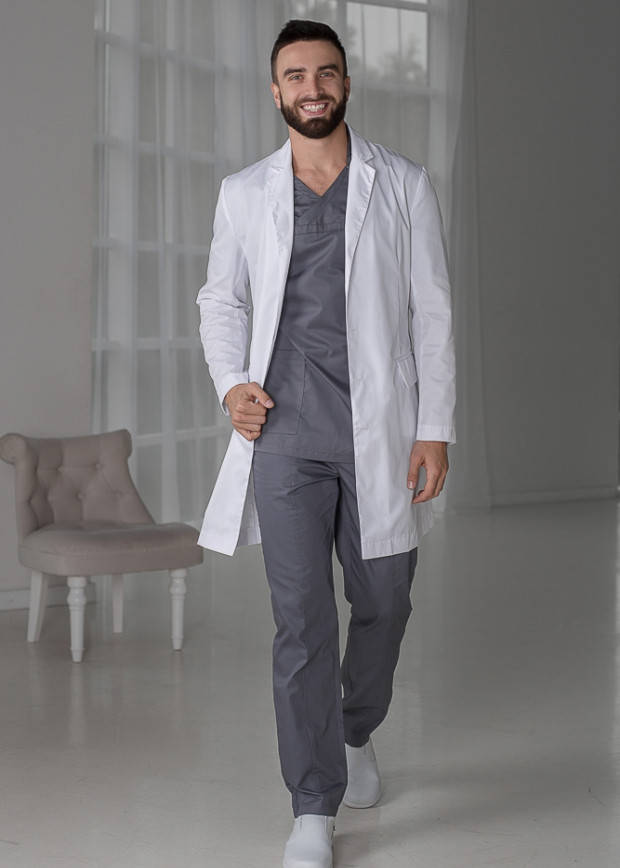 

Мужской медицинский халат Виктор, Белый