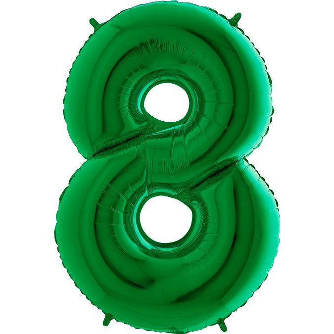 

Фольгированный большой воздушный шар Grabo цифра "8" зеленая Green 40" 102 см, Зелёный