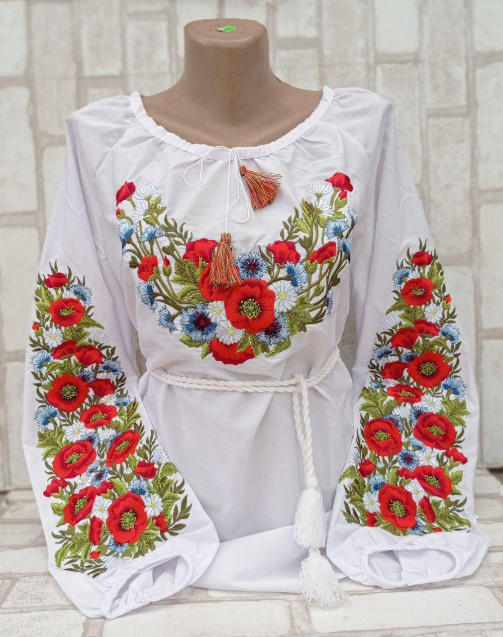 

Вышиванка женская "Луговые цветы" 44-58 размеры, Белый