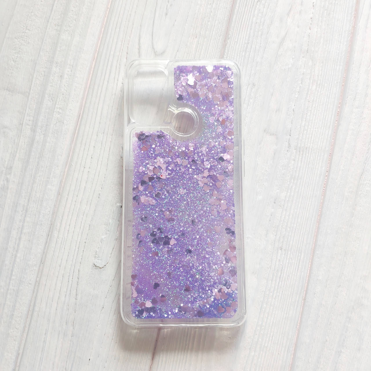 

Чехол Аквариум для Oppo A53 Перетекающий с плавающими блестками (разные цвета) фиолетовый