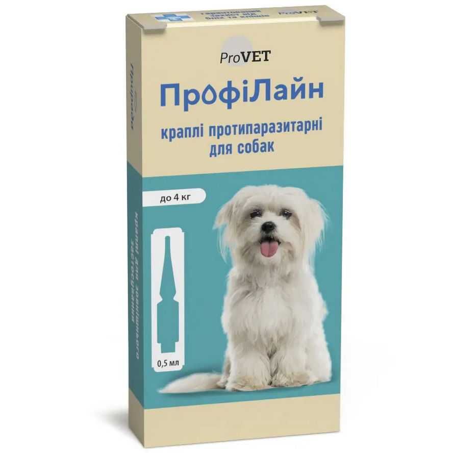 

ProVet ПрофиЛайн капли от блох и клещей для собак до 4кг (1 пипетка)