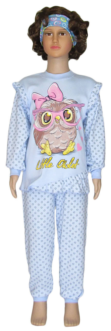 

Пижама для девочки 18062 Uni Little Owl Blue детская, подростковая, интерлок 36, Голубой