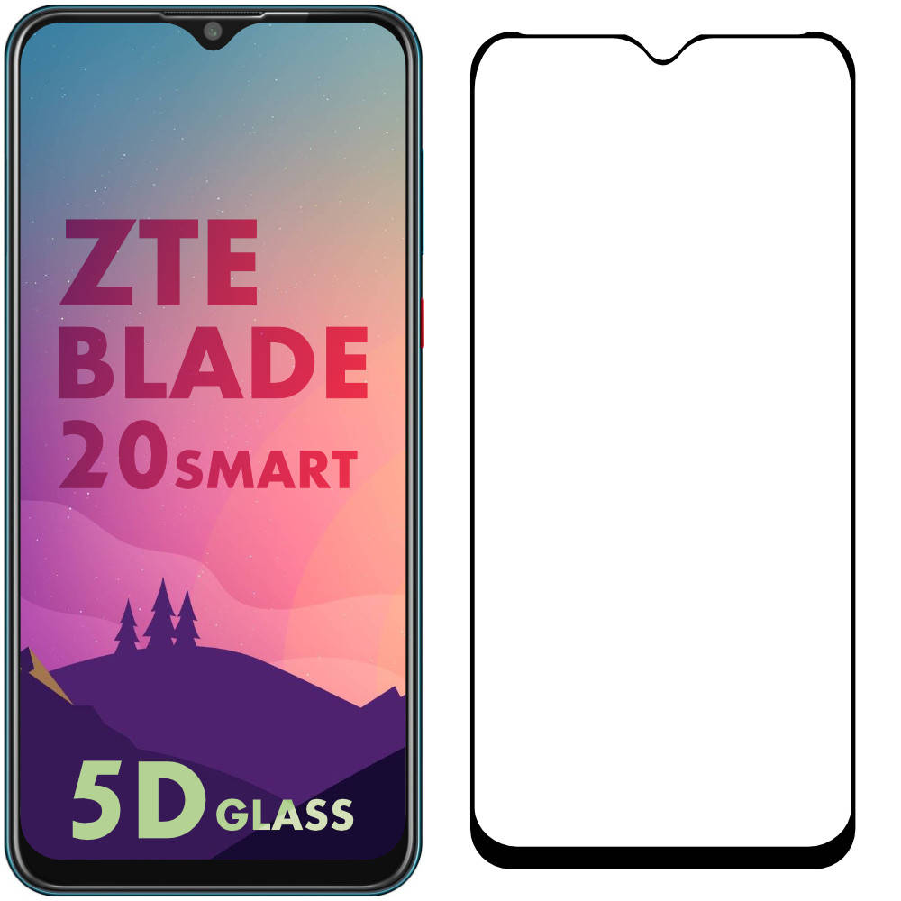 

5D стекло ZTE Blade 20 Smart (Защитное Full Glue) Black, Черный
