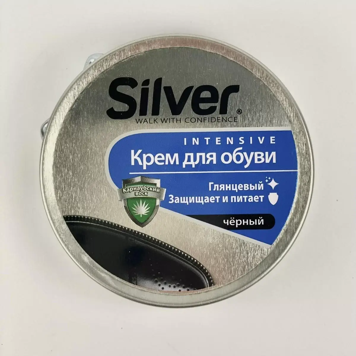 

Крем для обуви Silver черный 50 мл. железная банка (12 шт.) 48шт в ящ, Желтый
