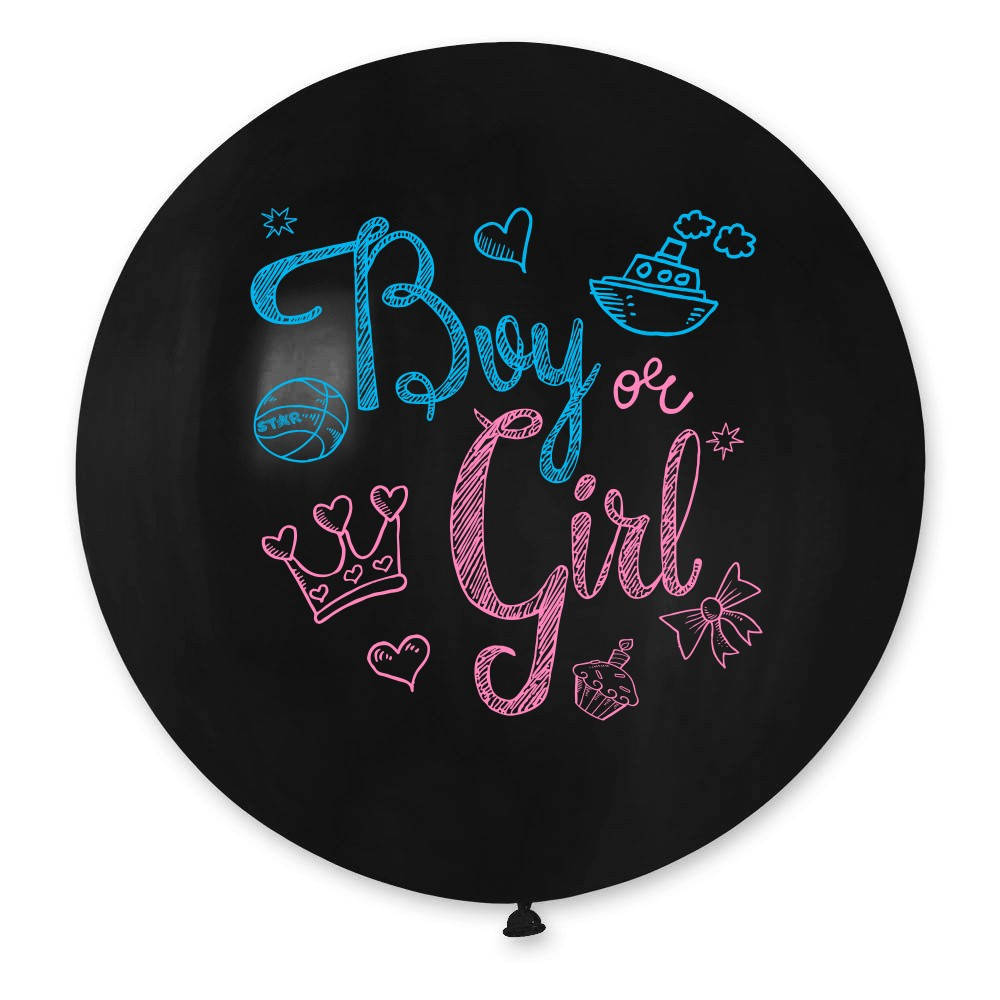 

Латексный шар пастель Черный 30"/14 GEMAR G30 с принтом Boy or Girl ТМ Star"