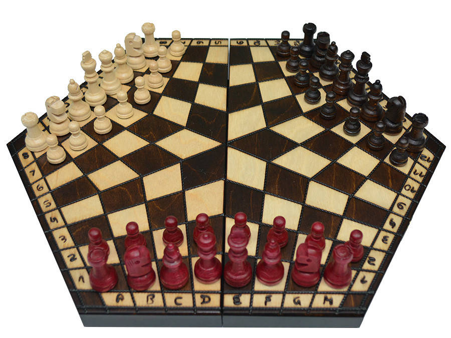 

Шахматы из дерева игра на троих (38х42см.)