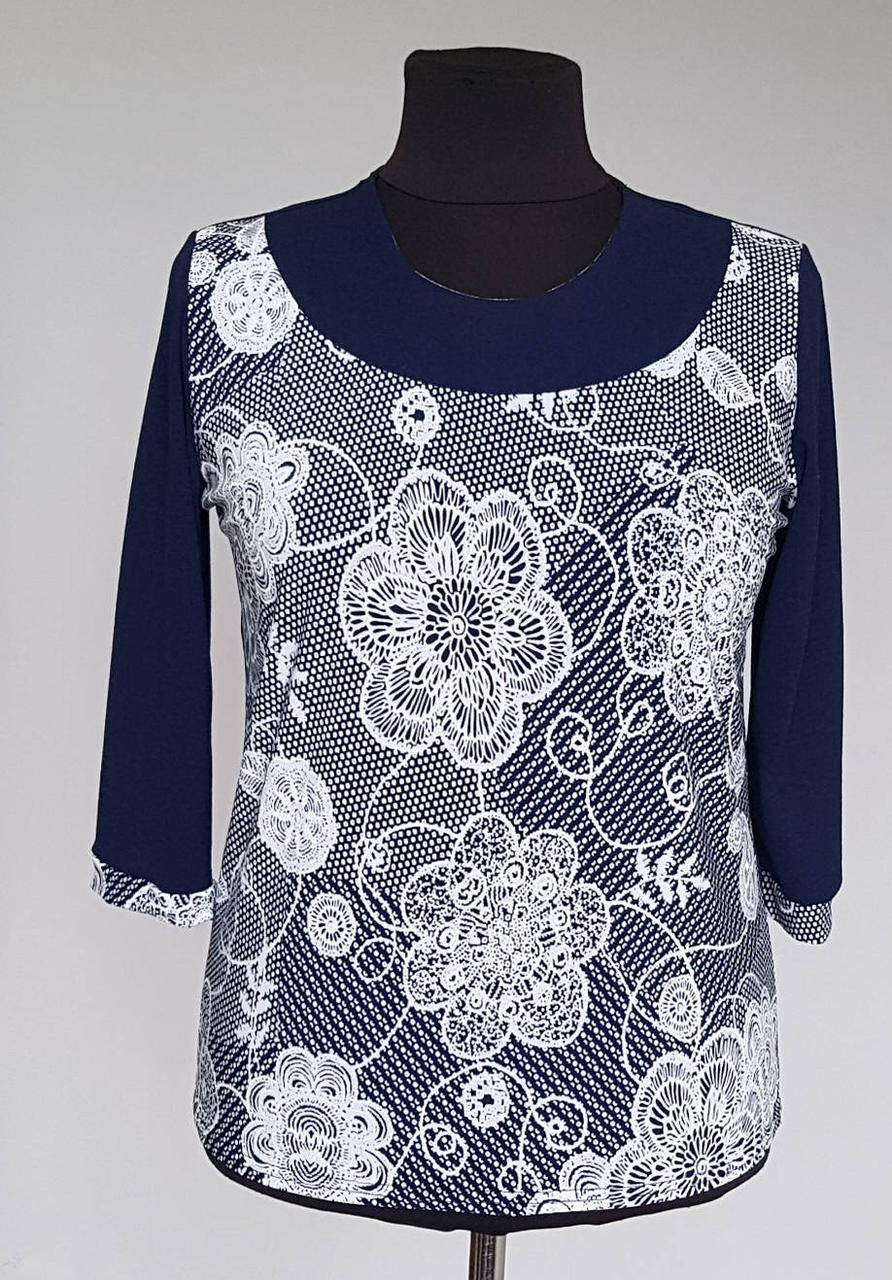 

Женская блузка из тонкой ткани с рукавами три четверти, Темно-синий