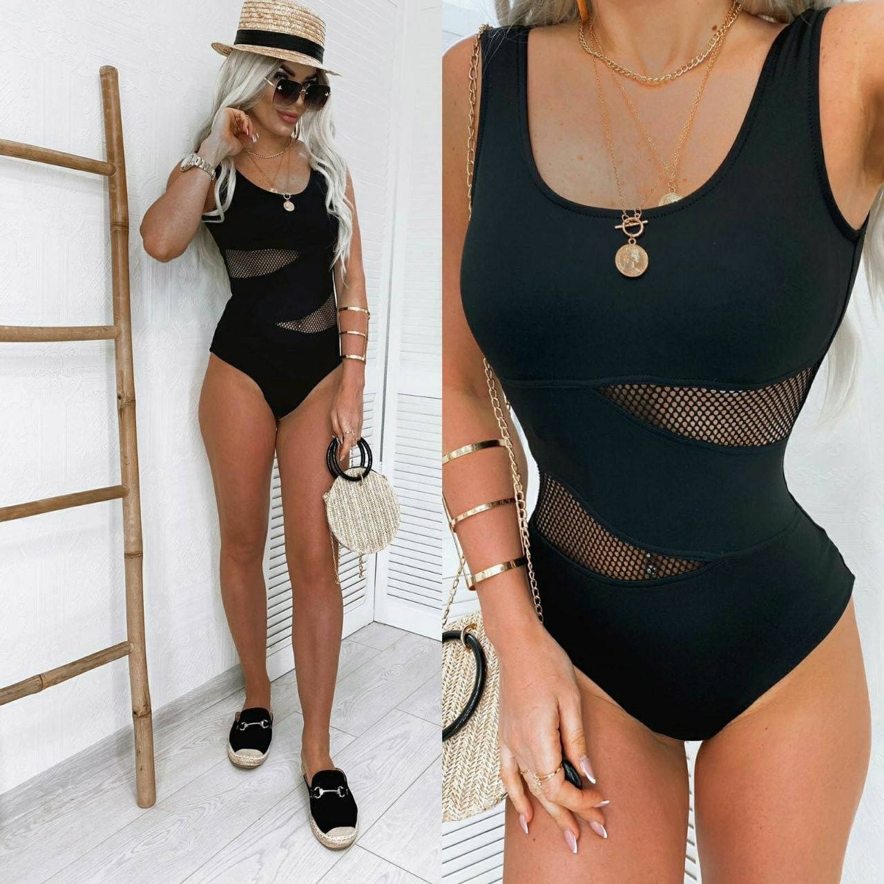 

Купальник цельный с чашками черный, 42/44