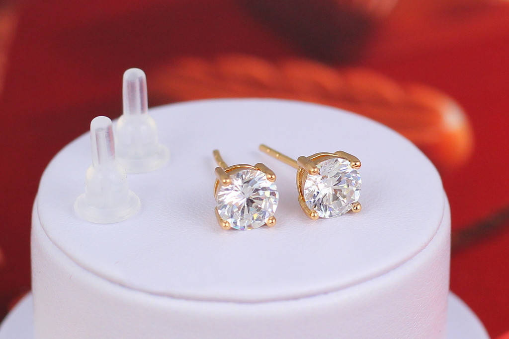 

Серьги гвоздики Xuping Jewelry камешки на четыре крепления 5 мм золотистые
