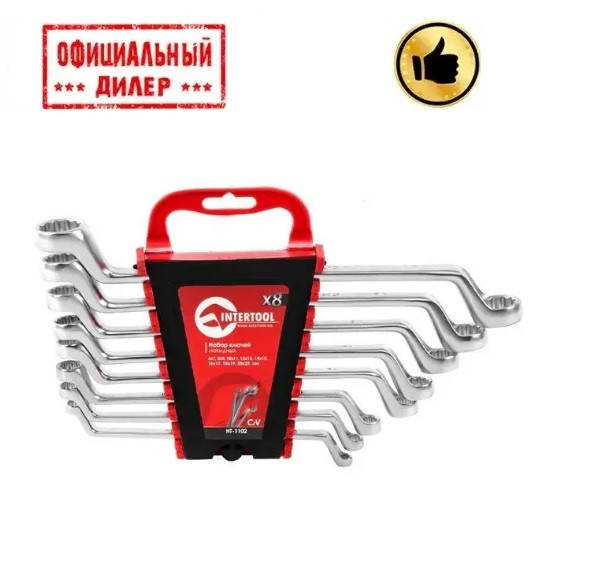 

Набор ключей накидных 8 ед., 6-22 мм Cr-V INTERTOOL HT-1102