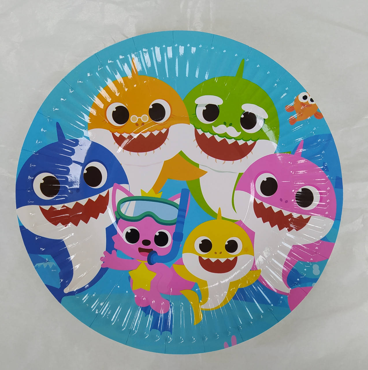 

Набор бумажных тарелок принт Акулы Baby Shark 18см 5шт