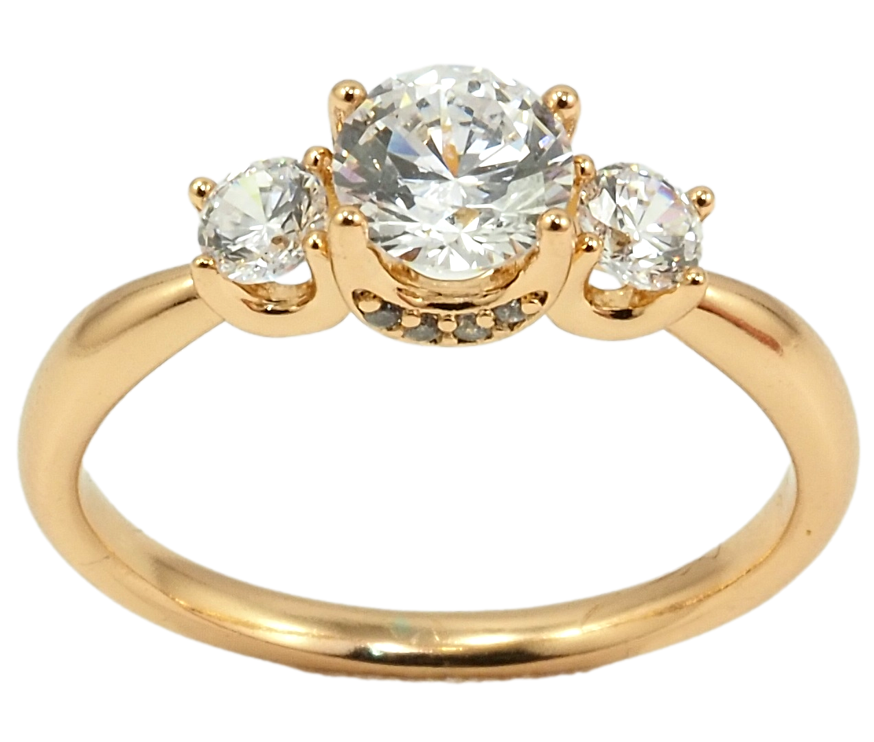 

Кольцо Xuping Позолота 18K "Три фианита" р.17.5,18.5