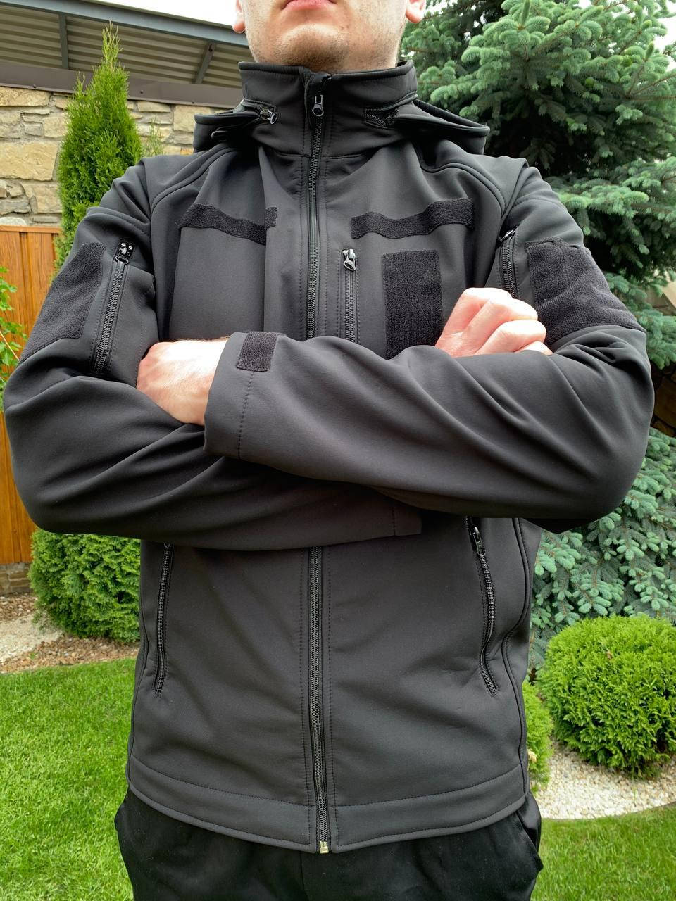 

Тактическая куртка SOFTSHELL софтшел черная полиция