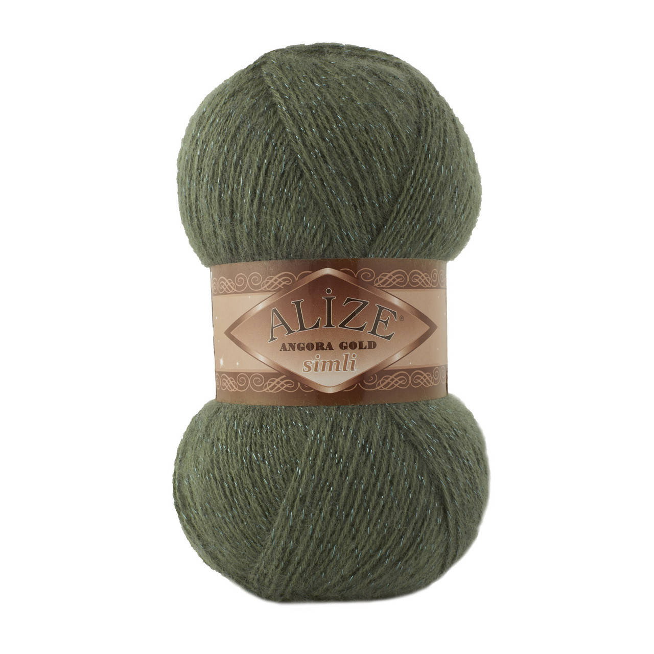 

Alize Angora Gold Simli (Ализе Ангора Голд Симли) № 131 зеленый (Пряжа ангора, нитки для вязания), Зелёный