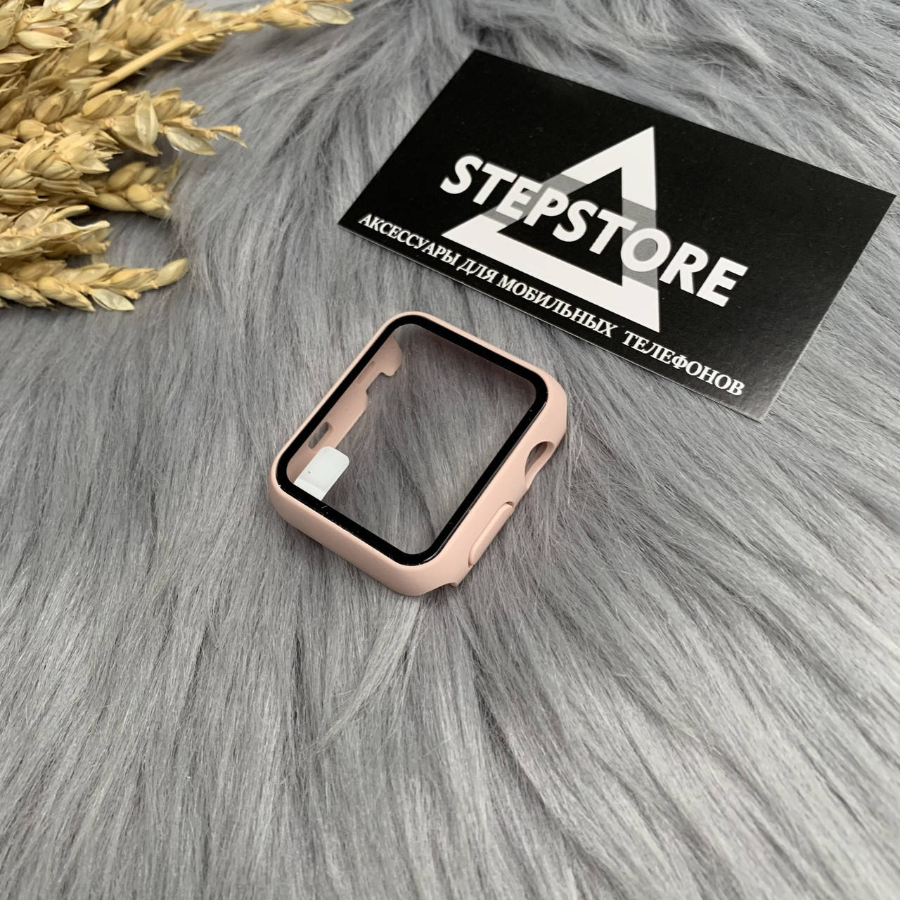 

Чехол 360 бампер для Apple watch 42 mm series 1 2 3 защитное стекло противоударный прозрачный 9. Pink sand