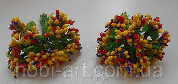 

Букетик № 16 10-12 гілочок в пучку . "Казкові". Жовтий з червоним