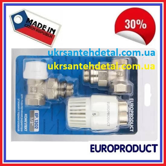 

Набор кранов с термостатическими головками угловой Europroduct (Чехия)