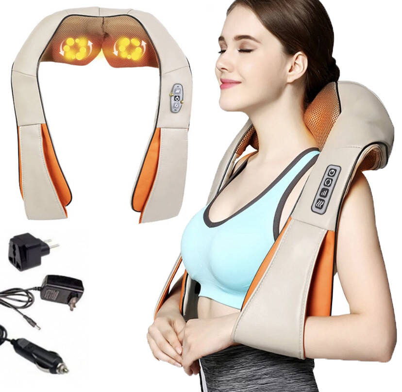 

Роликовый инфракрасный массажер шиацу с подогревом для шеи спины плеч и всего тела Massager of Neck Kneading