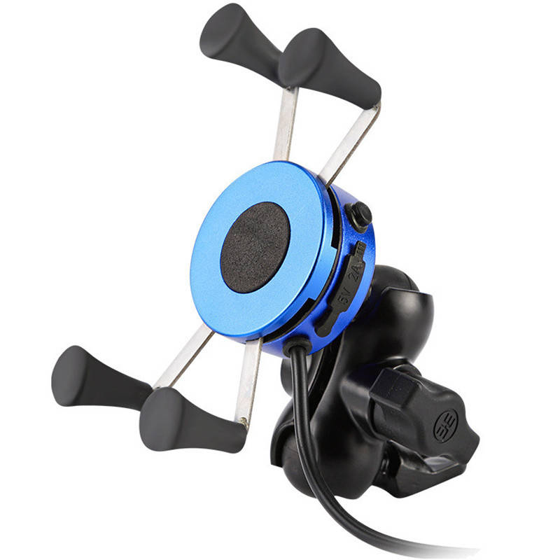 

Мото держатель телефона до 6.5" Quick Charge 3.0 по типу RAM Синий 2А