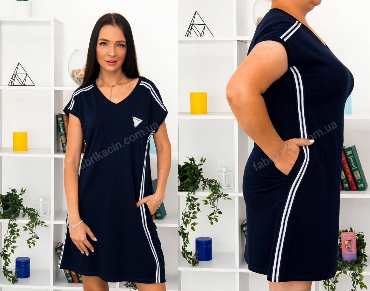 

Платье женское. Женское летнее платье спортивного кроя с карманами. Больших размеров р-48-56