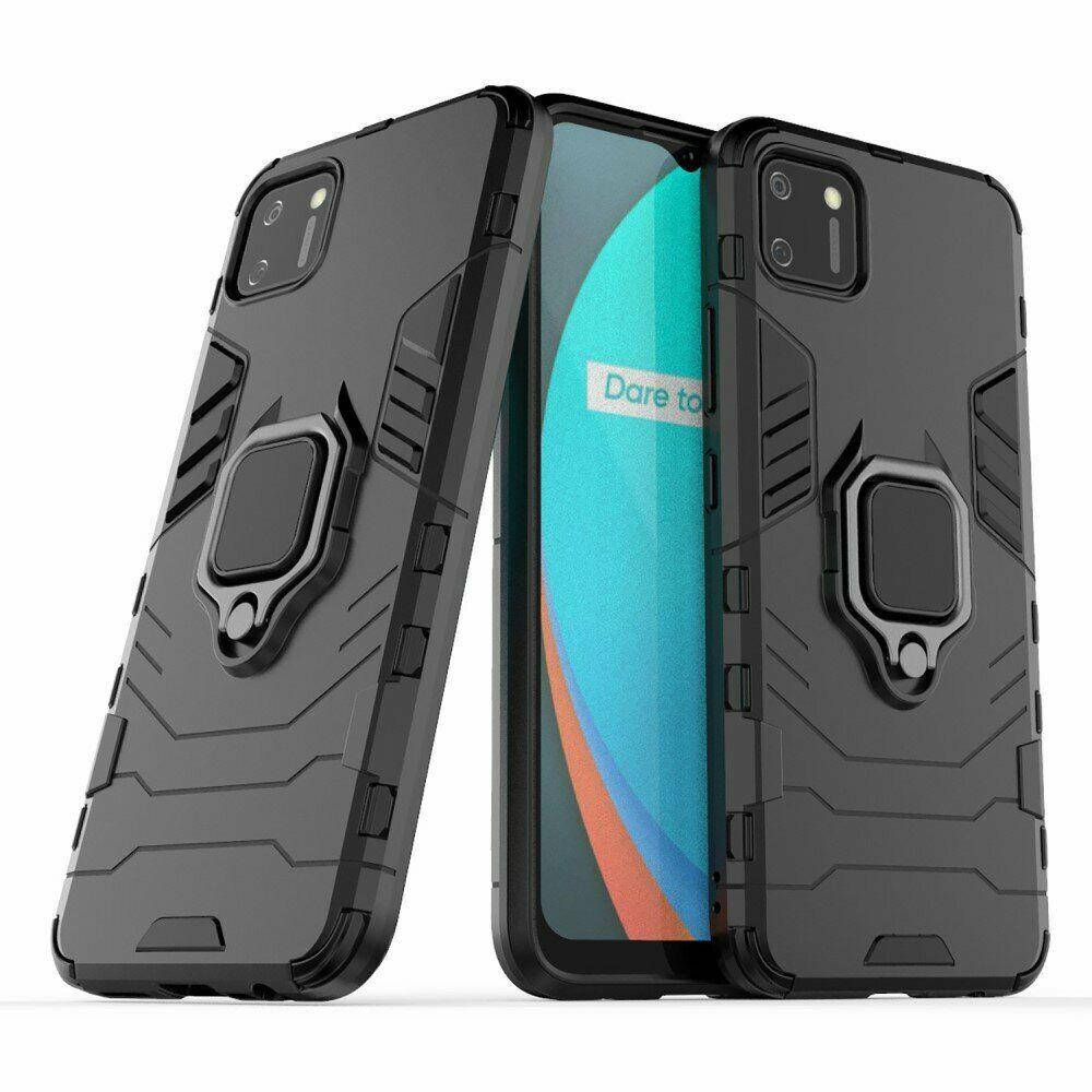 

Чехол Iron Ring для Realme C11 противоударный бампер с подставкой Black