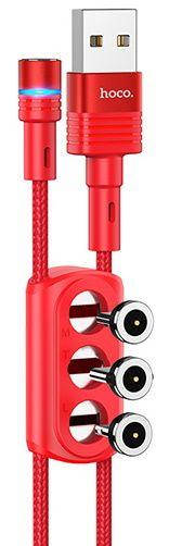 

Кабель USB Hoco U98 Sunway Multi-Functional Magnetic 3-in-1 Cable Red, Красный