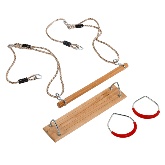 

Набор для детского спортивного комплекса FUN PACK KBT: сидение, трапеция и гимнастические кольца.Бельгия.