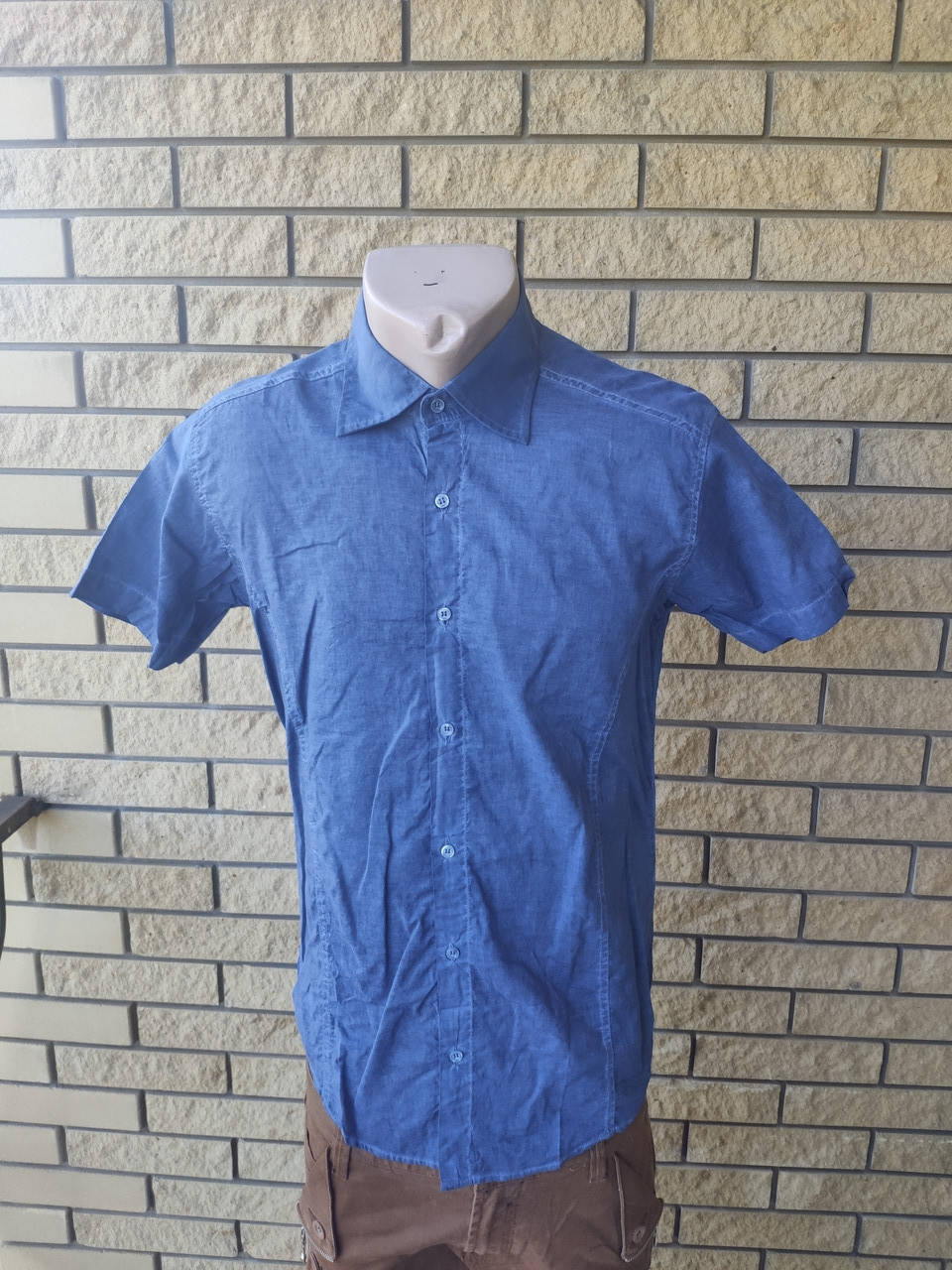 

Рубашка мужская летняя коттоновая брендовая высокого качества FENOMEN, Турция 2XL, Синий