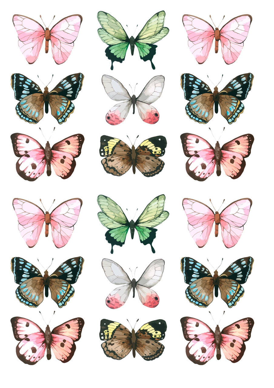 

Бабочки Вафельная картинка 2, Разные цвета