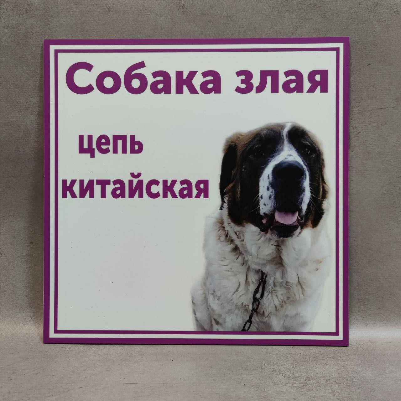 

Табличка Собака злая. Цепь китайская