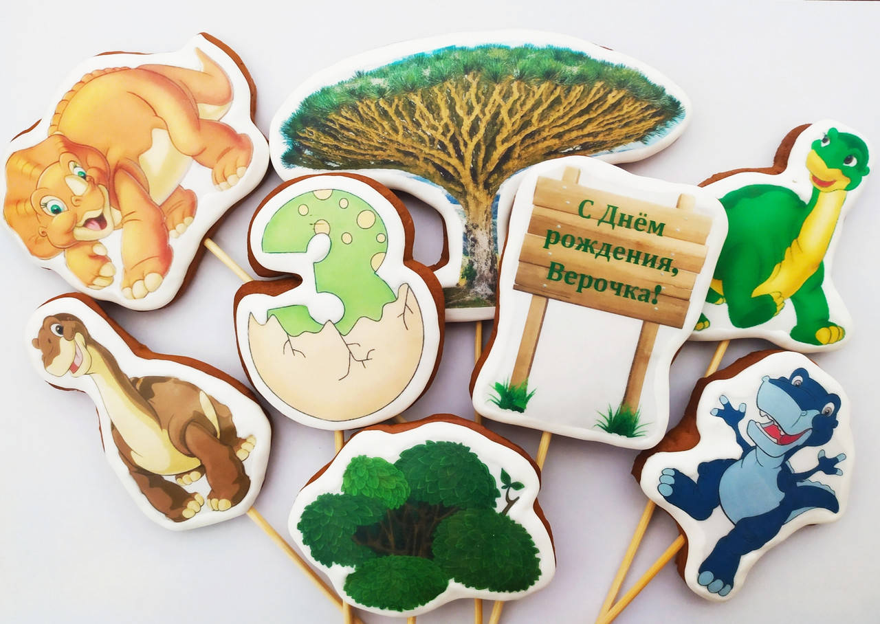 

Імбірні пряники-топпери на торт "Динозаври"