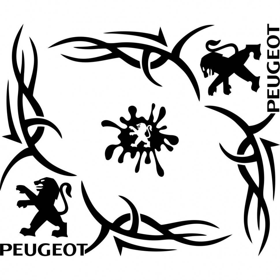 

Набор наклеек на автомобиль - Уголки на боковые стекла Peugeot Tribal