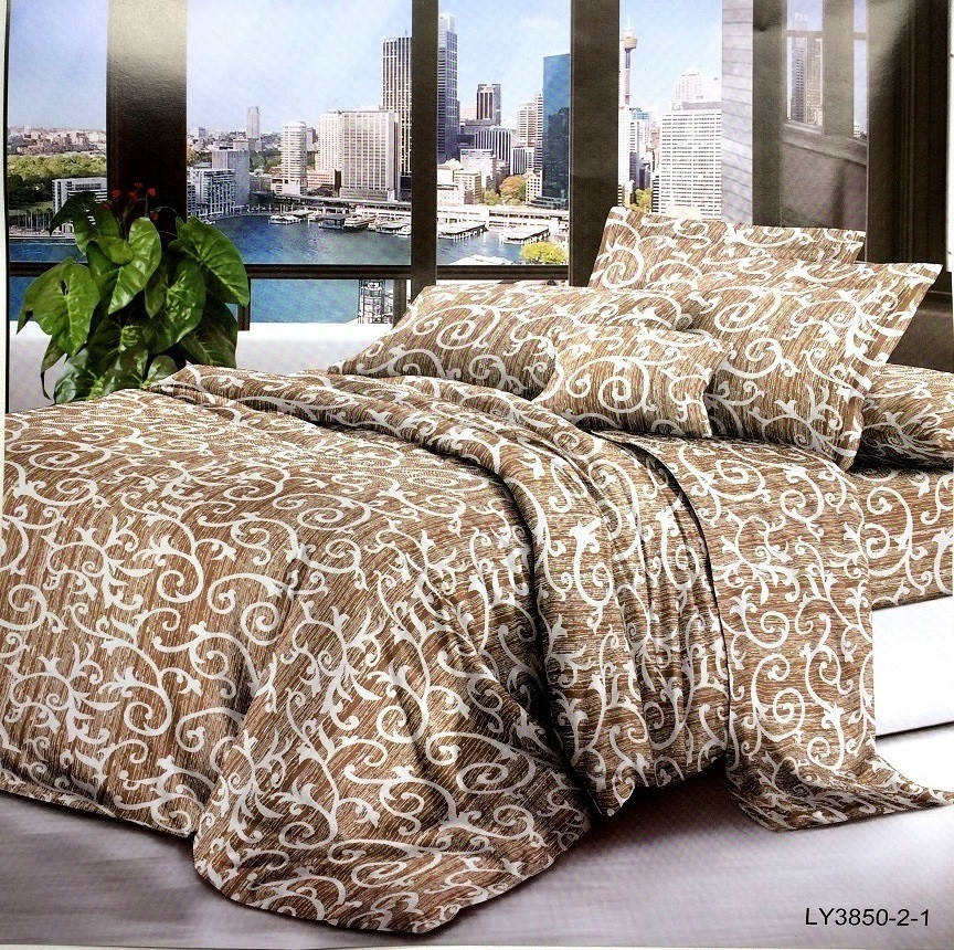 

Простынь Поликоттон двухспальная 180*215 "Вензель" коричневый