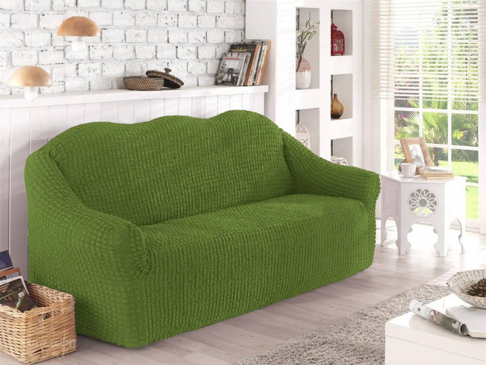 

Чехол жатка на диван без оборки, цвет зелёный