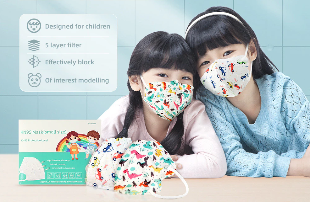 

Респиратор-маска для детей степень защиты FFP2. Защитная респираторная маска детская KN95, Белый