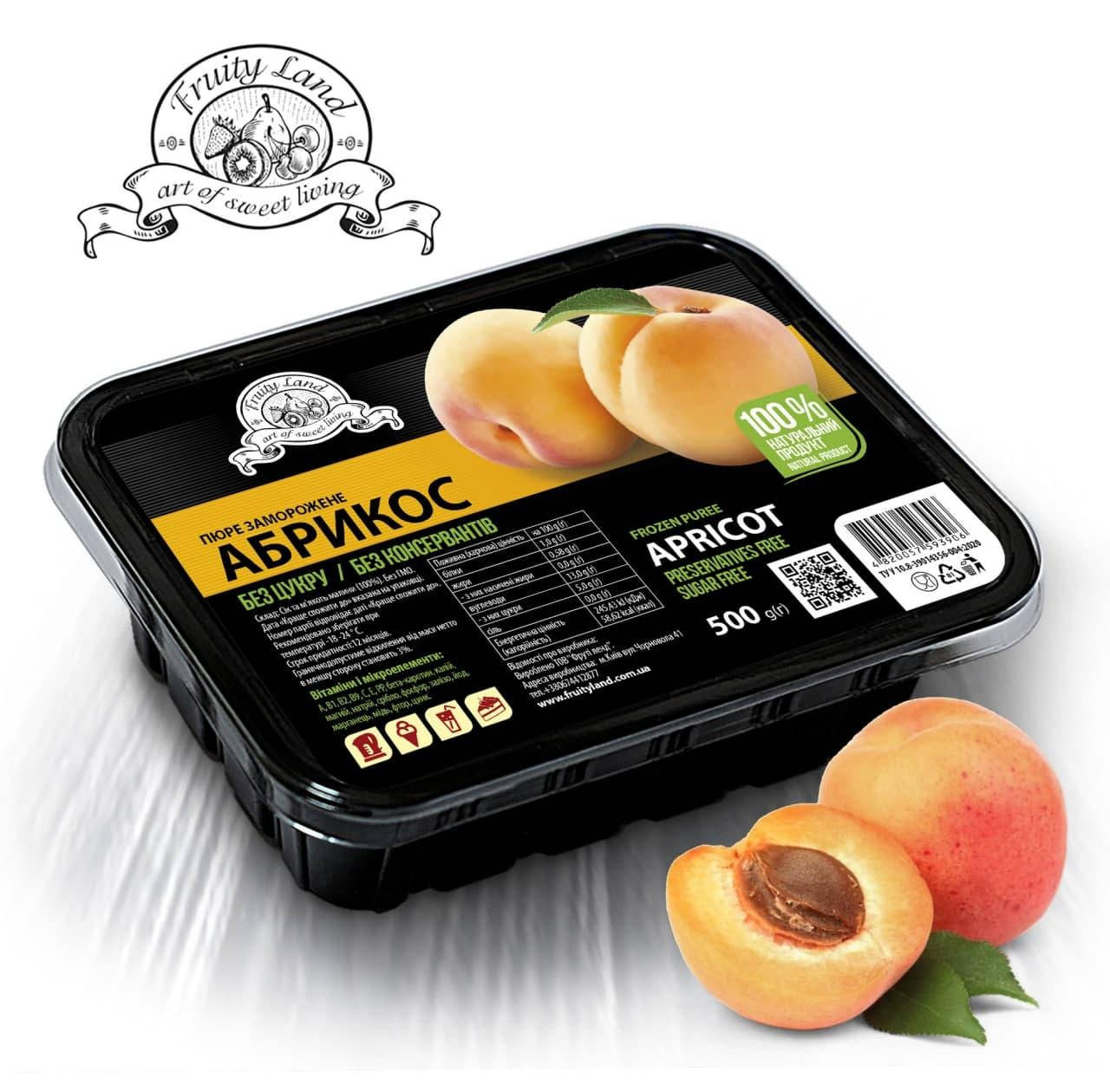 

Абрикос пюре Fruity Land заморожене без сахара,500г