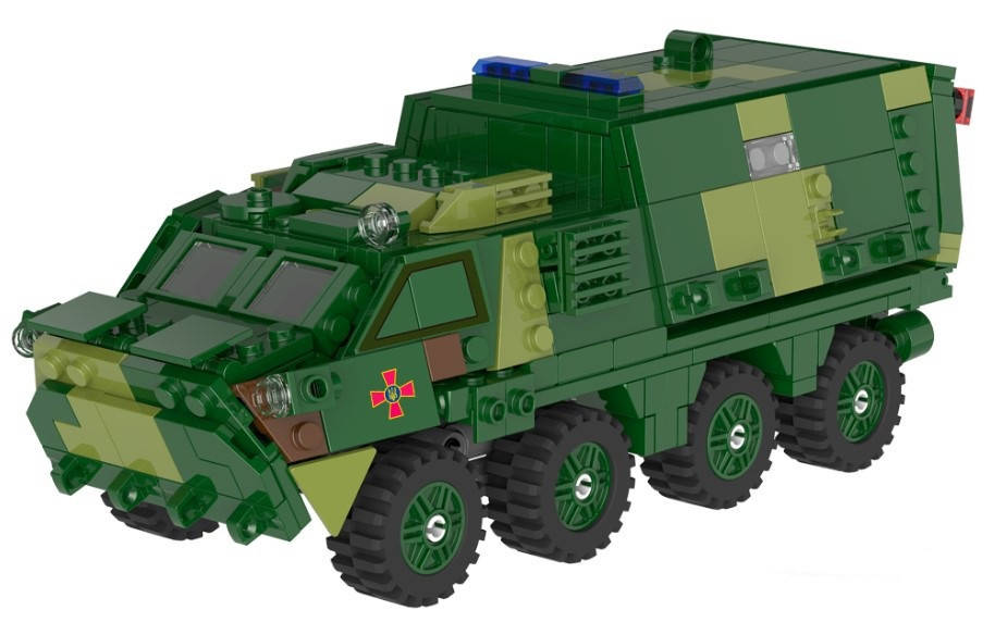 

Конструктор KB 003 военная техника БТР 22,5 см, 481 деталь, Зелёный