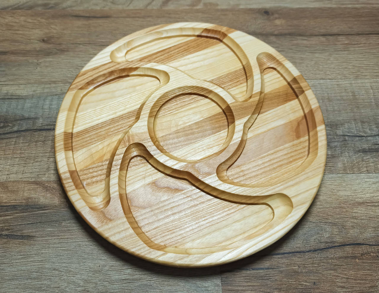 

Менажница из дерева 240мм*20мм, тарелка для сервировки 5-секций дуб-ясень, Разные цвета