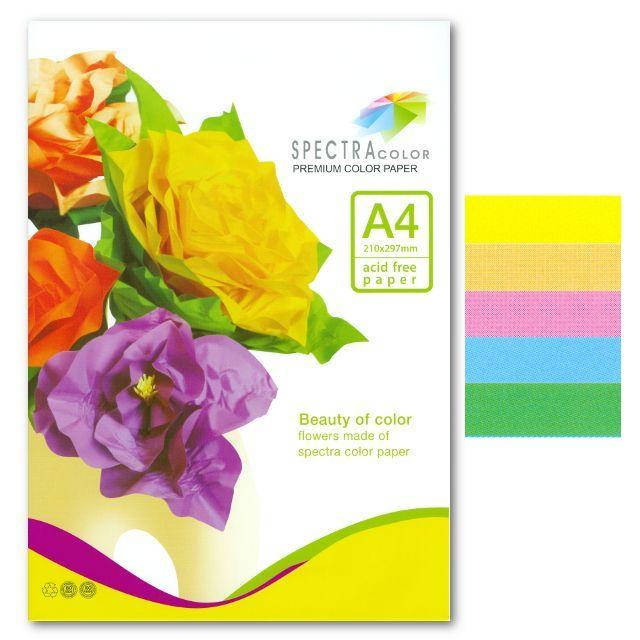 

Бумага цветная Spectra Color А4 80г/м2 100 листов , набор 5 цветов пастельная