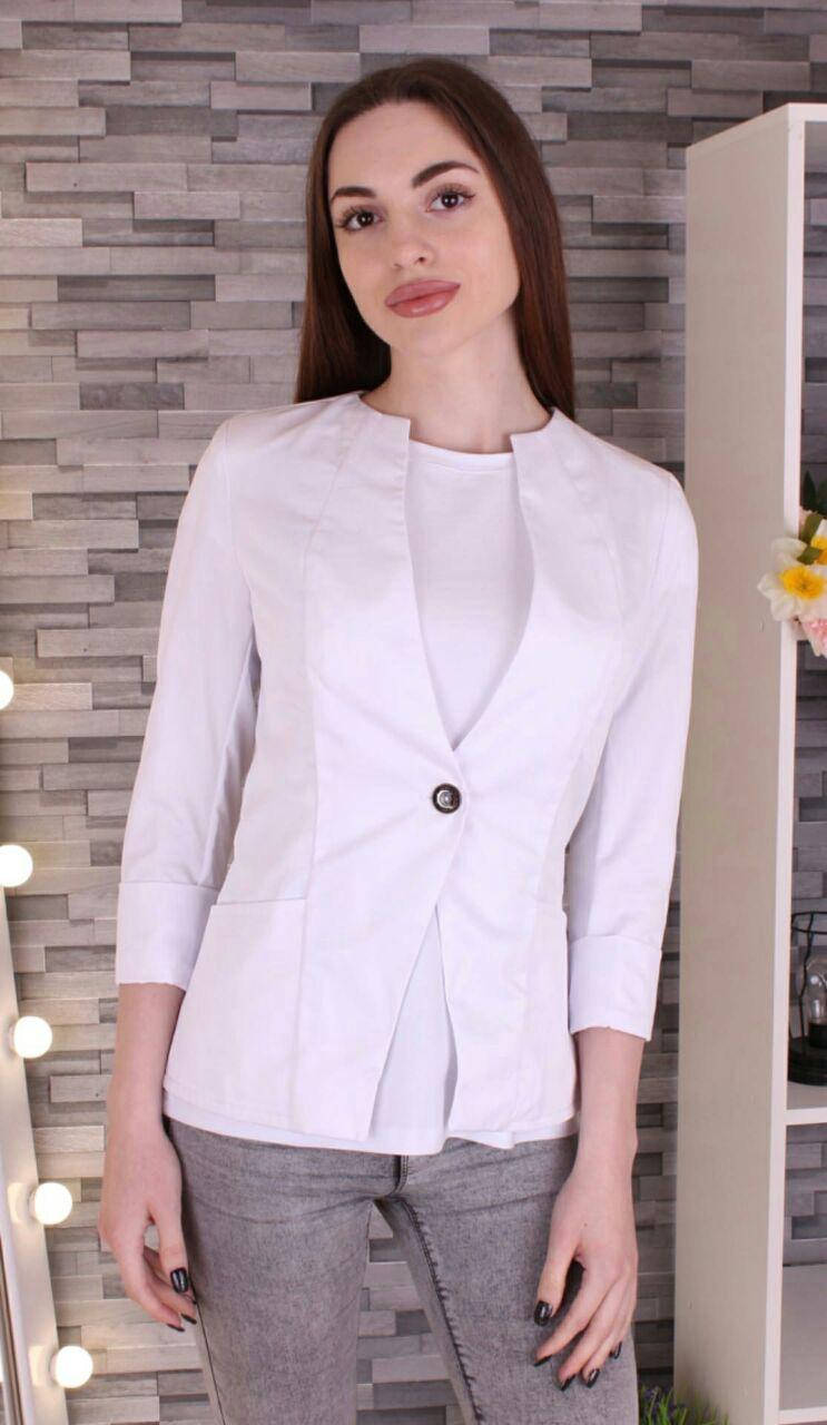 

Женский пиджак с узким рукавом белый 514