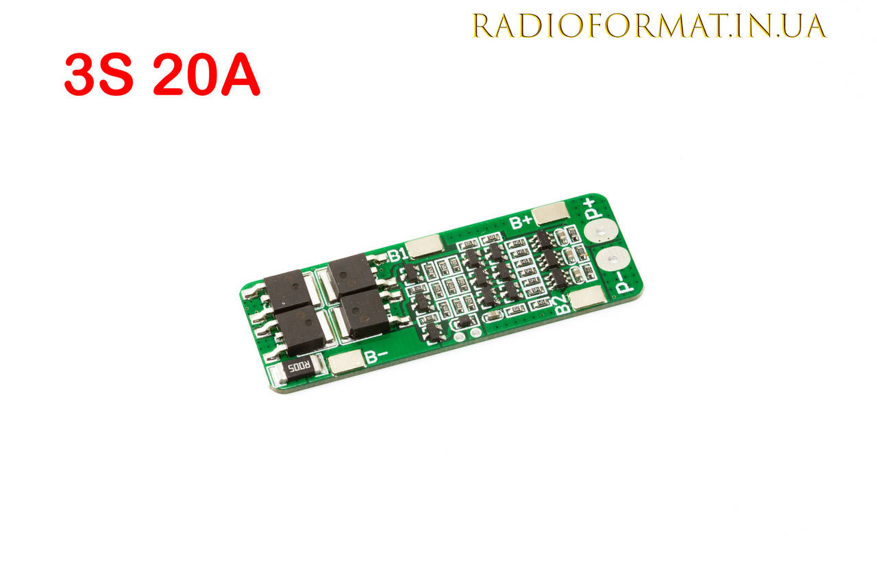 

BMS контроллер заряда-разряда 3-х Li-Ion 18650 HX-3S-FL20-A 11.1V-12.6V 15A